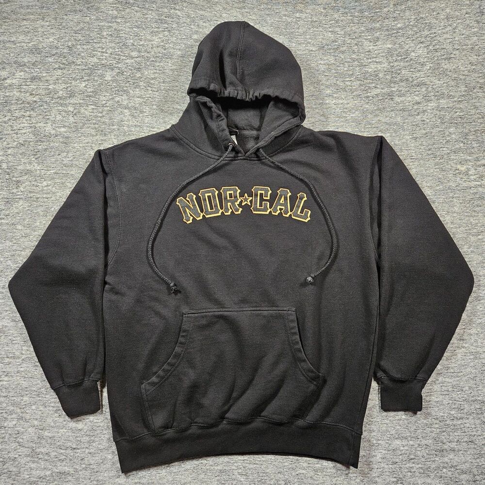 Y2K Nor Cal Hoodie Large Fader Distress Skater Grunge Streetwear Cyber Grunge